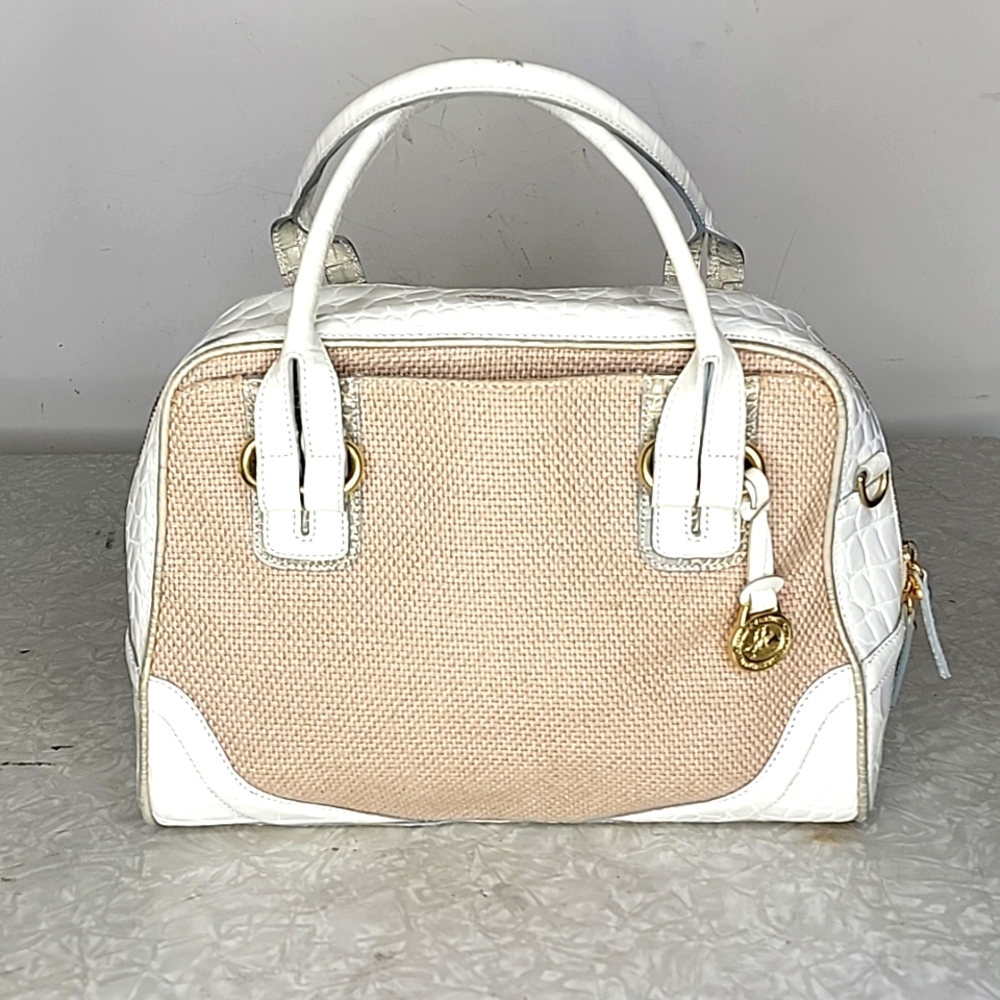 Brahmin White Basket Weave Satchel